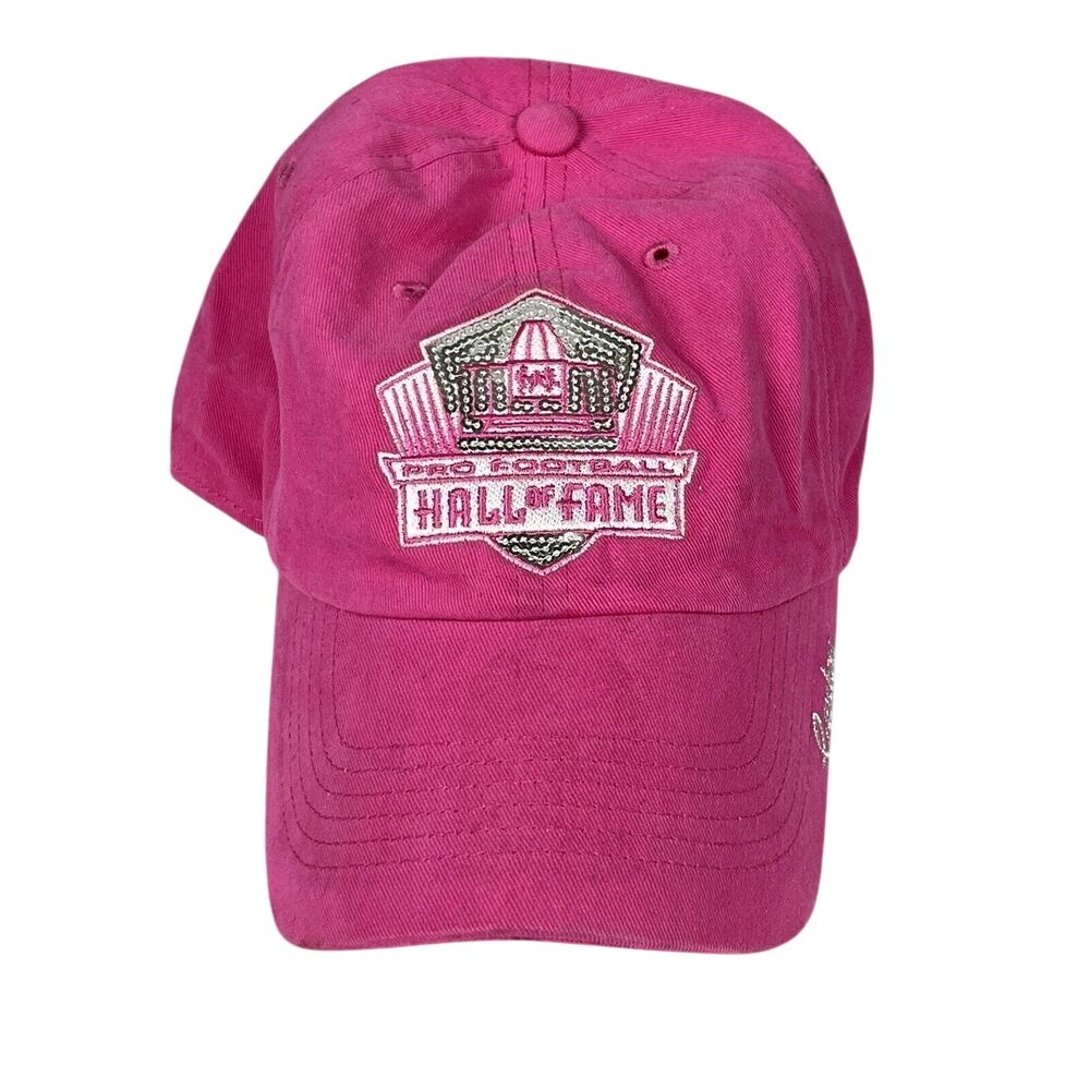 47 Pro Football Hall of Fame Hat Pink Bedazzled Womens Adjustable Strap Back